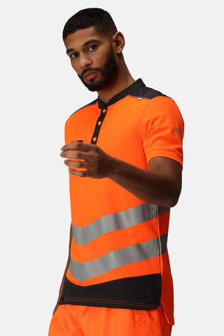 Men's Tactical Hi Vis Reflective Polo Work Shirt